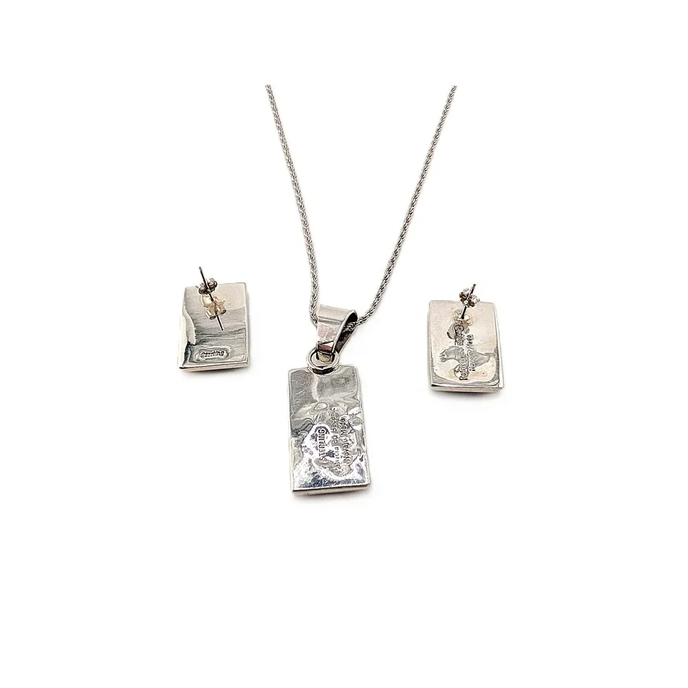 Authentic Patricia Becenti Navajo Inlay Necklace‎ & Earring Set Mosaic Jewelry**